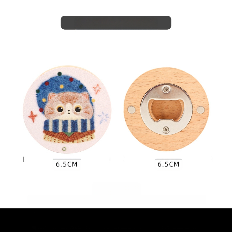 Kūrybingas kalėdinis katės gyvūno medžio masyvo butelių atidarytuvas alaus butelių atidarytuvas magnetinis šaldytuvo lipdukas daugiafunkcis