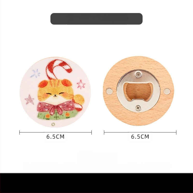 Kūrybingas kalėdinis katės gyvūno medžio masyvo butelių atidarytuvas alaus butelių atidarytuvas magnetinis šaldytuvo lipdukas daugiafunkcis