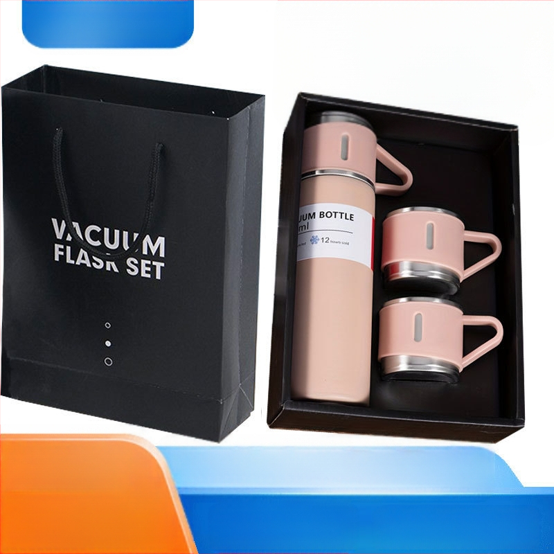 Naujas 304 nerūdijančio plieno termo puodelis arbatos puodelis vienas puodelis trijų dangtelių verslo dovanų dėžutė, tinkantis lauko vandens puodelio veiklos dovanai