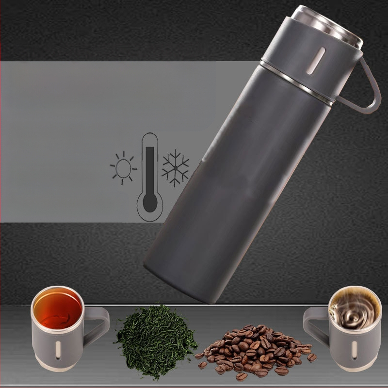 Naujas 304 nerūdijančio plieno termo puodelis arbatos puodelis vienas puodelis trijų dangtelių verslo dovanų dėžutė, tinkantis lauko vandens puodelio veiklos dovanai