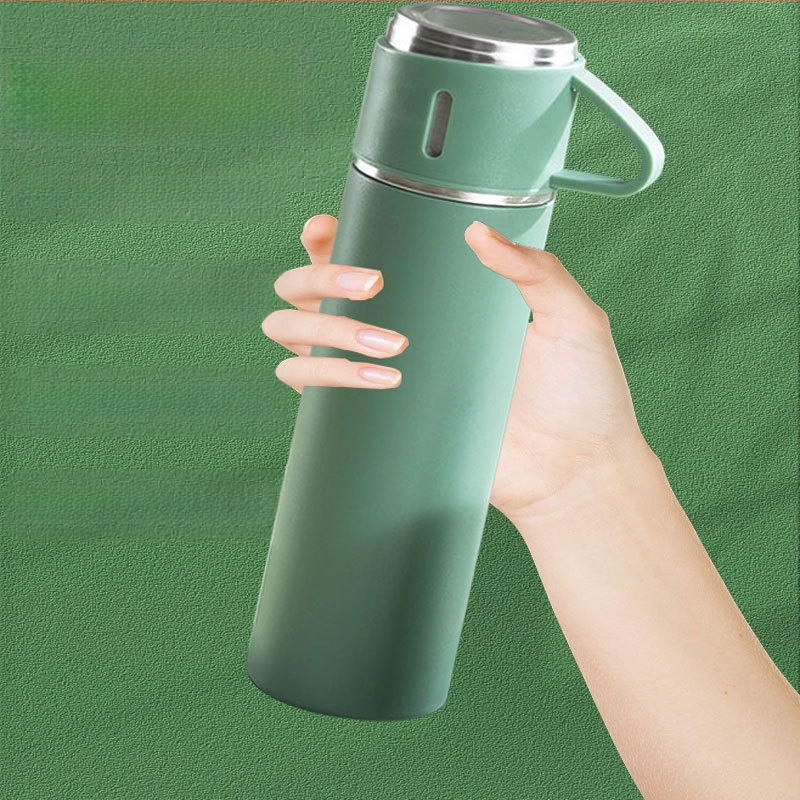 Naujas 304 nerūdijančio plieno termo puodelis arbatos puodelis vienas puodelis trijų dangtelių verslo dovanų dėžutė, tinkantis lauko vandens puodelio veiklos dovanai