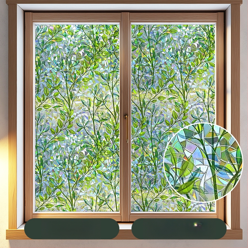 Elektrostatiska bezlīmes 3D krāsaina stikla plēve, lāzera caurspīdīga, caurlaidīga guļamistabas un viesistabas balkona dekoratīva loga dekoratīva uzlīme