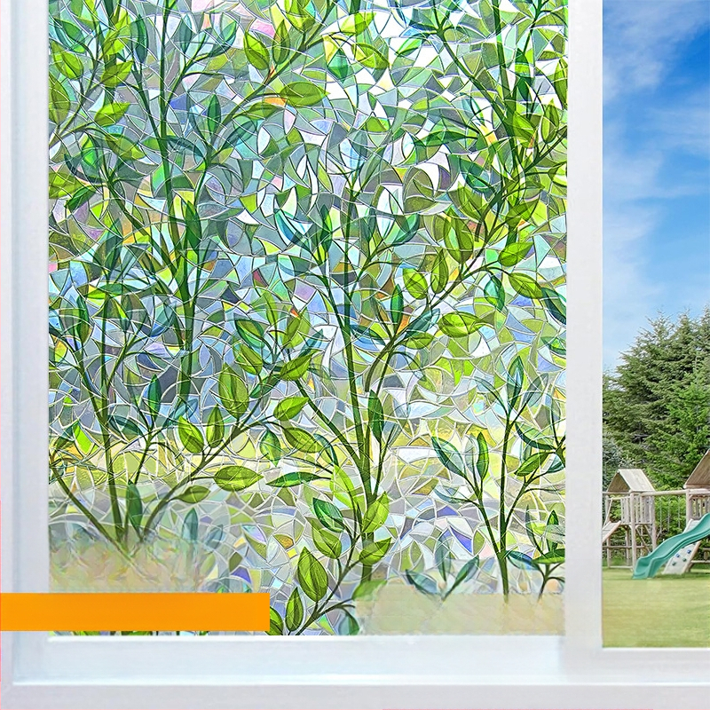 Elektrostatiska bezlīmes 3D krāsaina stikla plēve, lāzera caurspīdīga, caurlaidīga guļamistabas un viesistabas balkona dekoratīva loga dekoratīva uzlīme