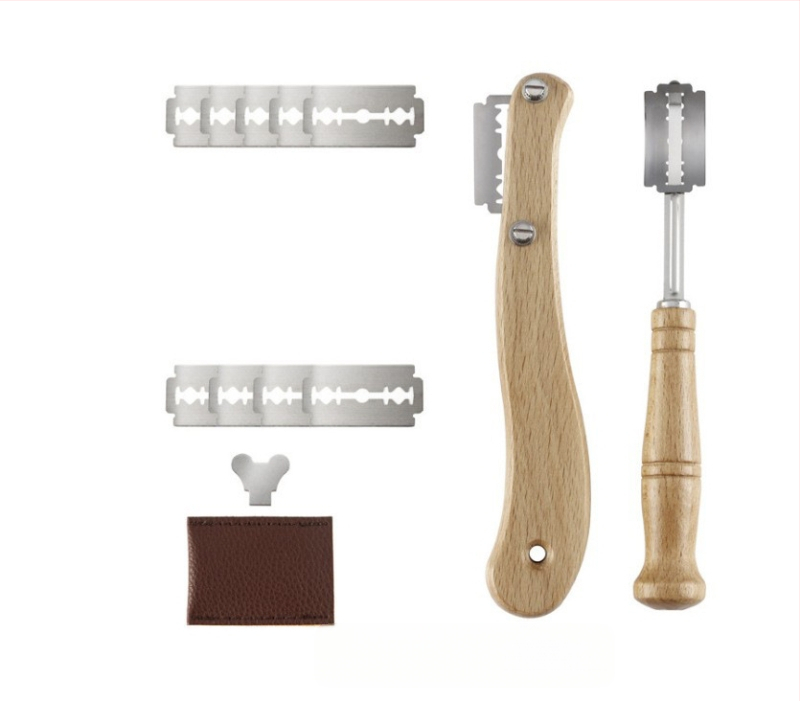 Roostevabast terasest leivaparandusnuga taignalõhkumisnuga Euroopa stiilis prantsuse pulgalõike nuga puidust käepidemega kaarnuga leivakõva nuga