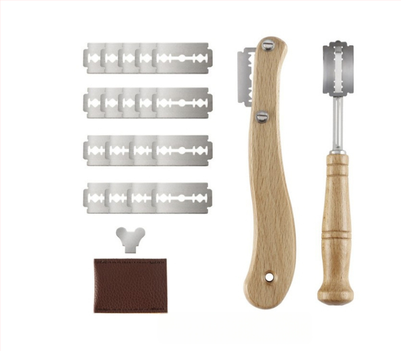 Roostevabast terasest leivaparandusnuga taignalõhkumisnuga Euroopa stiilis prantsuse pulgalõike nuga puidust käepidemega kaarnuga leivakõva nuga