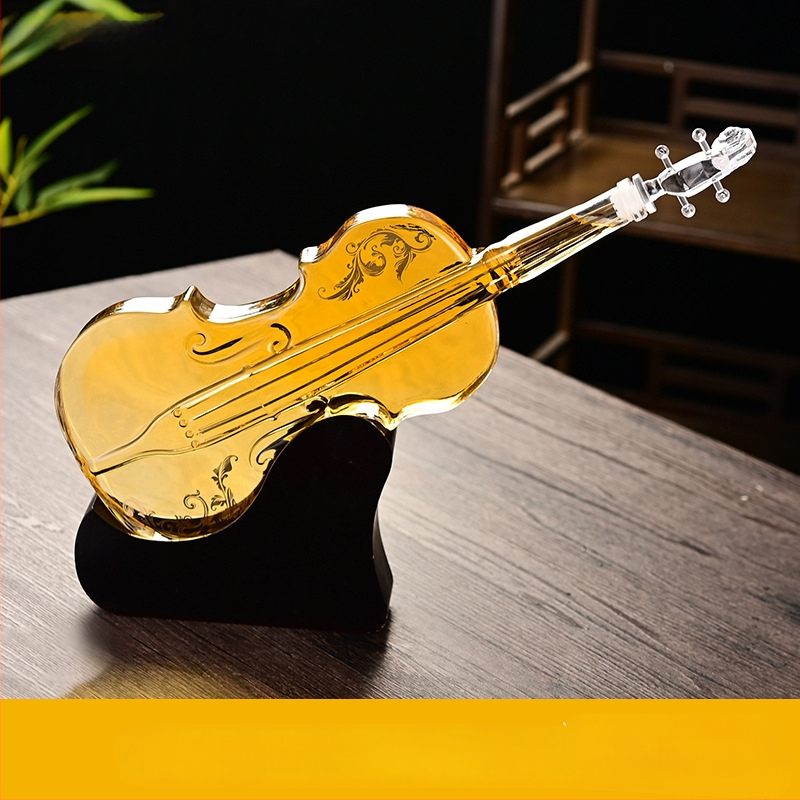 Smuiko stiliaus dekanterio amatų aukšto borosilikatinio stiklo vyno butelis, kūrybingi papuošalai, aukščiausios klasės dovanų smuiko vyno butelis