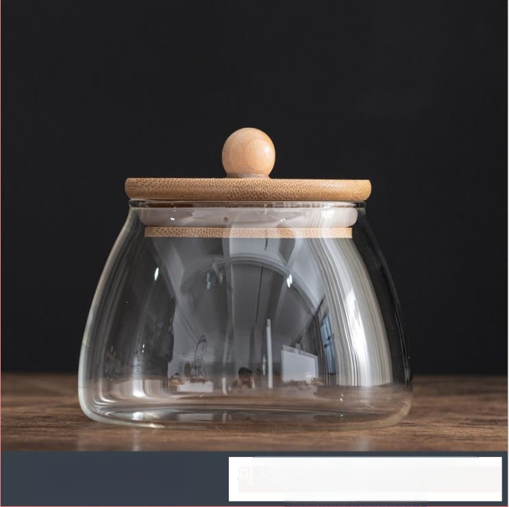 Veleprodaja prozirne zatvorene staklenke staklenke s poklopcem od bambusa i zrnaca staklenke za čaj i pohranu slatkiša u staklenci za kuhinju