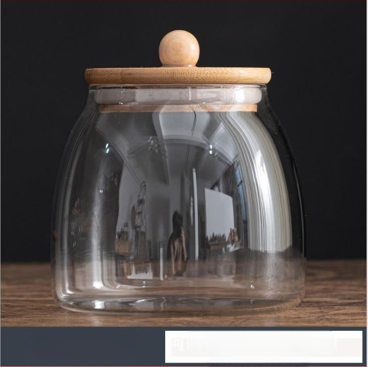 Veleprodaja prozirne zatvorene staklenke staklenke s poklopcem od bambusa i zrnaca staklenke za čaj i pohranu slatkiša u staklenci za kuhinju