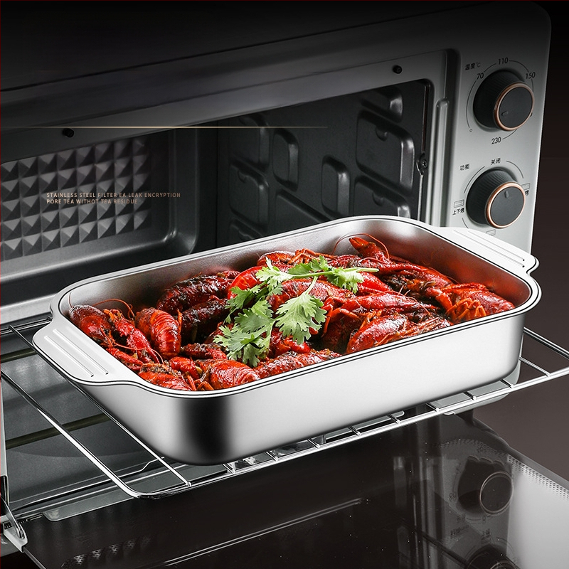 Nerūdijančio plieno keptos žuvies lėkštė, stačiakampė buitinė orkaitė, gili lėkštė, indukcinė viryklė, speciali sustorinta kepta daugiafunkcinė lėkštė