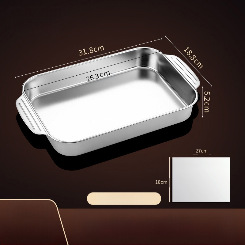 Nerūdijančio plieno keptos žuvies lėkštė, stačiakampė buitinė orkaitė, gili lėkštė, indukcinė viryklė, speciali sustorinta kepta daugiafunkcinė lėkštė