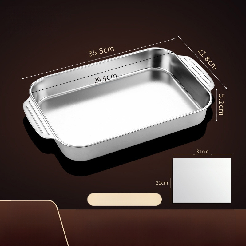 Nerūdijančio plieno keptos žuvies lėkštė, stačiakampė buitinė orkaitė, gili lėkštė, indukcinė viryklė, speciali sustorinta kepta daugiafunkcinė lėkštė