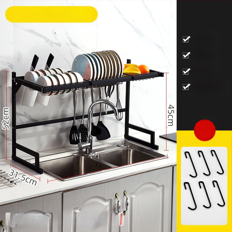 Nerūdijančio plieno virtuvės juoda kriauklė, kriauklės ir dubenėlio laikymo lentynėlė, stalviršio laikymo lentynėlė