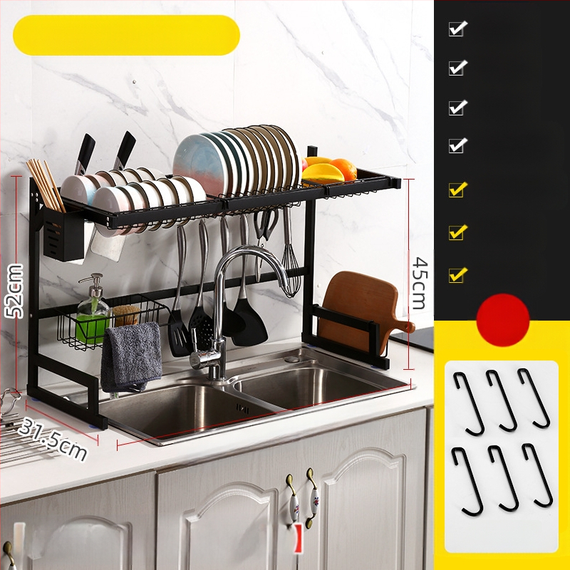 Nerūdijančio plieno virtuvės juoda kriauklė, kriauklės ir dubenėlio laikymo lentynėlė, stalviršio laikymo lentynėlė