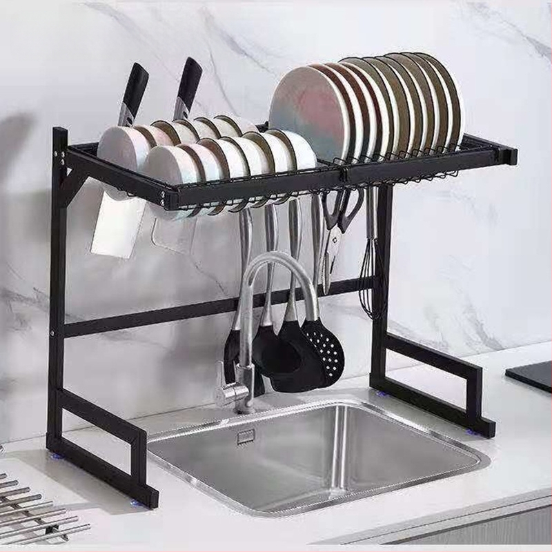 Nerūdijančio plieno virtuvės juoda kriauklė, kriauklės ir dubenėlio laikymo lentynėlė, stalviršio laikymo lentynėlė
