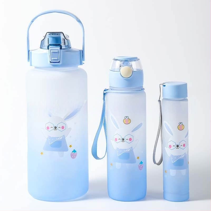 Interneto įžymybių plastikinis vandens puodelis, kosminis puodelis, paprastas mielas triušio gradiento matinis didelės talpos puodelių rinkinys, vandens puodelis