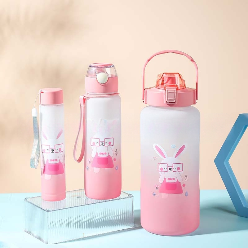 Interneto įžymybių plastikinis vandens puodelis, kosminis puodelis, paprastas mielas triušio gradiento matinis didelės talpos puodelių rinkinys, vandens puodelis