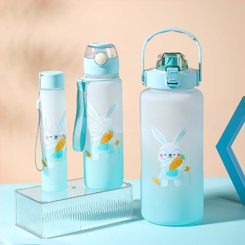 Interneto įžymybių plastikinis vandens puodelis, kosminis puodelis, paprastas mielas triušio gradiento matinis didelės talpos puodelių rinkinys, vandens puodelis