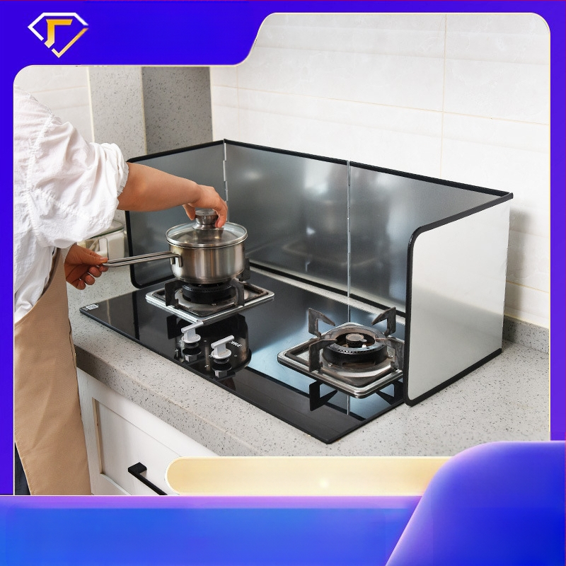 Dujinės viryklės cinkuotos alyvos barjeras, sulankstoma šilumos izoliacinė plokštė, virtuvės kepimo aliejaus barjeras, buitinės viryklės alyvos purslų barjeras