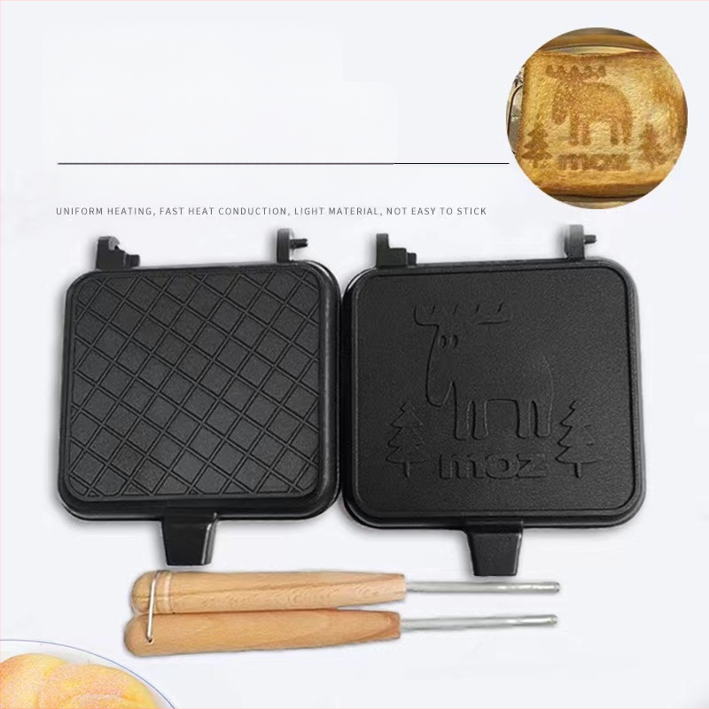 Nová forma na sendviče, nepriľnavá obojstranná panvica, panvica na raňajky, panvica na vajíčka, vaflová sendvičová spona