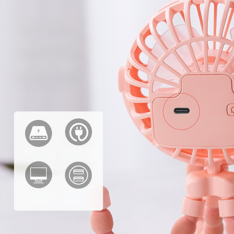 Нова многофункционална детска количка за ученици, преносима, с USB презареждаща се литиево-йонна батерия, мини вентилатор Octopus