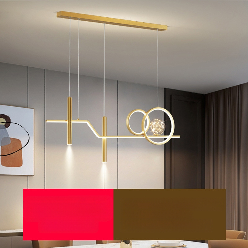 Uus täisspektriga silmakaitsega LED-restorani lühtri söögitoa tuled moodne internet populaarne loominguline pikk baarilühtri