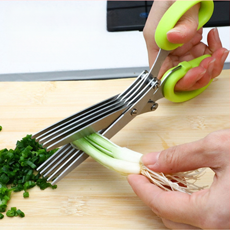 Feibao nerūdijančio plieno penkių sluoksnių laiškinių česnakų žirklės, artefaktinės daugiafunkcinės virtuvės žirklės, čili žiedų biuro daugiasluoksnės smulkinto popieriaus žirklės