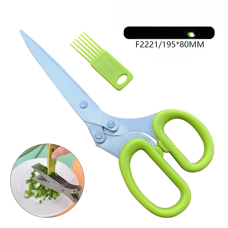 Feibao nerūdijančio plieno penkių sluoksnių laiškinių česnakų žirklės, artefaktinės daugiafunkcinės virtuvės žirklės, čili žiedų biuro daugiasluoksnės smulkinto popieriaus žirklės