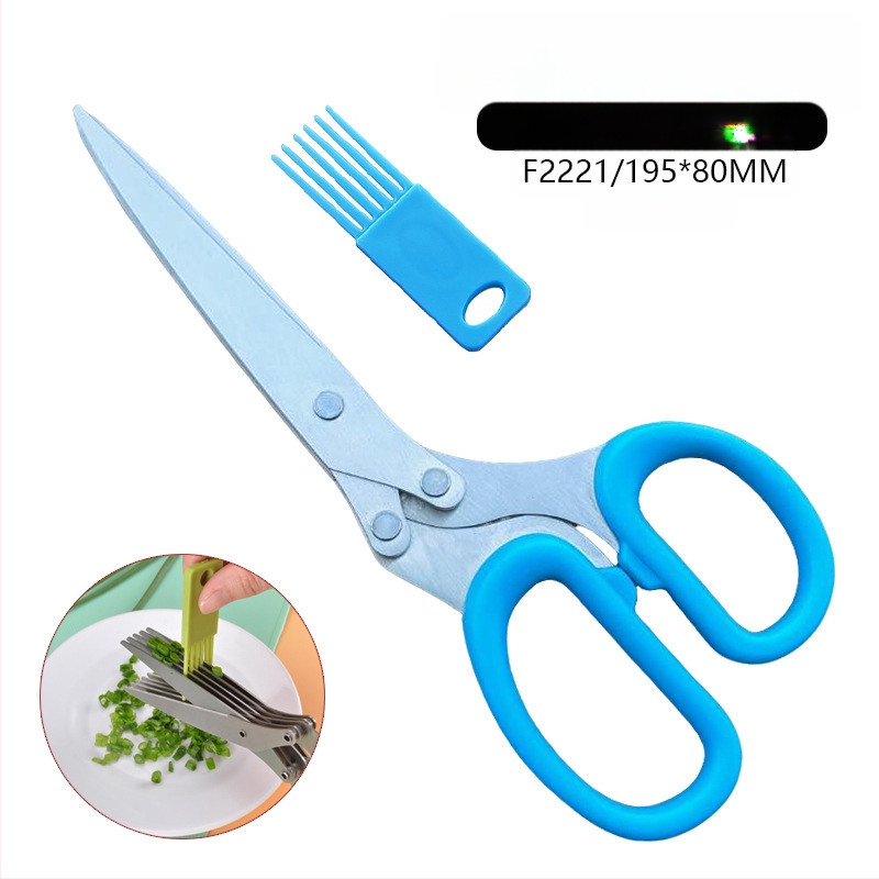 Feibao nerūdijančio plieno penkių sluoksnių laiškinių česnakų žirklės, artefaktinės daugiafunkcinės virtuvės žirklės, čili žiedų biuro daugiasluoksnės smulkinto popieriaus žirklės