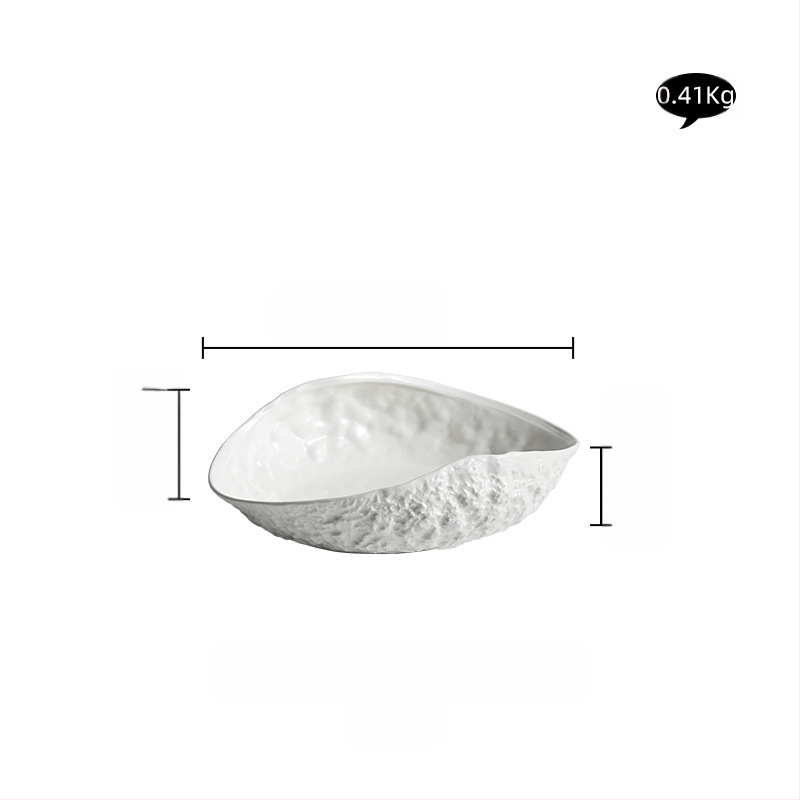„Rock Pattern Shell“ aukštos klasės lėkštė, buitinė keramika, 2024 m. Nauja, prieinama prabangi didelė garuose virtos žuvies sriubos lėkštė, viešbučio stalo reikmenys