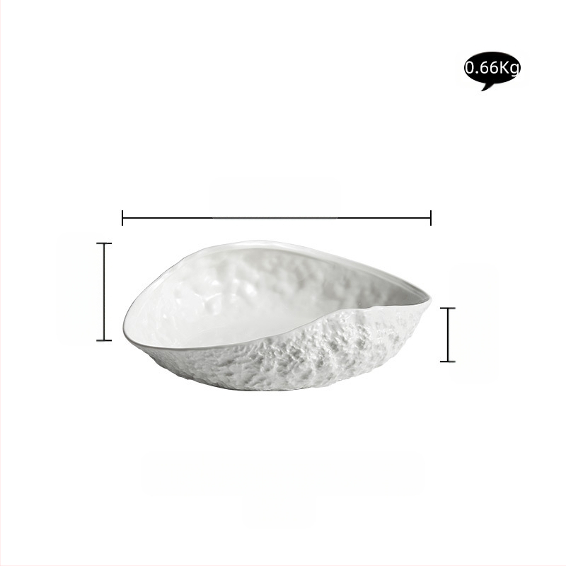 „Rock Pattern Shell“ aukštos klasės lėkštė, buitinė keramika, 2024 m. Nauja, prieinama prabangi didelė garuose virtos žuvies sriubos lėkštė, viešbučio stalo reikmenys