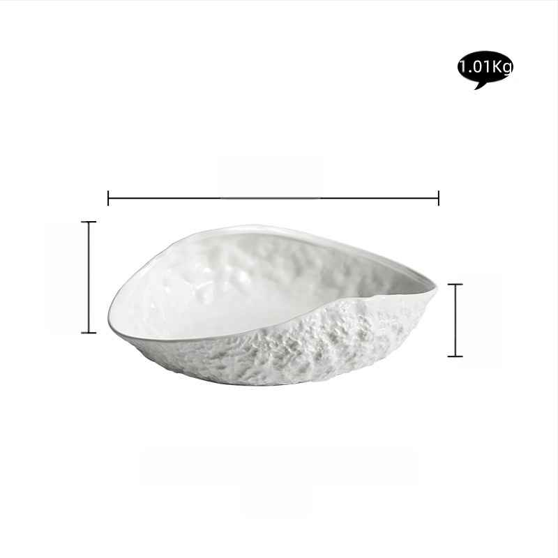 „Rock Pattern Shell“ aukštos klasės lėkštė, buitinė keramika, 2024 m. Nauja, prieinama prabangi didelė garuose virtos žuvies sriubos lėkštė, viešbučio stalo reikmenys