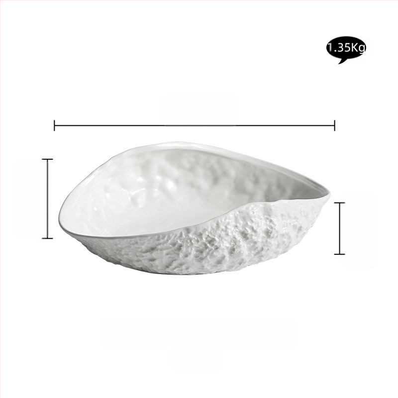 „Rock Pattern Shell“ aukštos klasės lėkštė, buitinė keramika, 2024 m. Nauja, prieinama prabangi didelė garuose virtos žuvies sriubos lėkštė, viešbučio stalo reikmenys