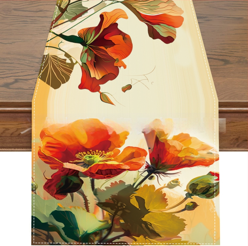 2024. aasta piiriülene uus linane lauajooksja kevad- ja suvelilledega kodurestorani elutoa söögilaua sise- ja välistingimustes dekoratiivne lauajooksja