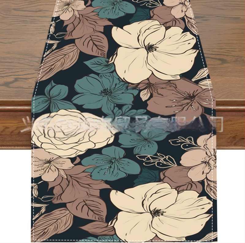 2024. aasta piiriülene uus linane lauajooksja kevad- ja suvelilledega kodurestorani elutoa söögilaua sise- ja välistingimustes dekoratiivne lauajooksja