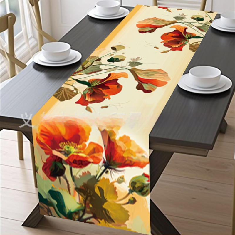 2024. aasta piiriülene uus linane lauajooksja kevad- ja suvelilledega kodurestorani elutoa söögilaua sise- ja välistingimustes dekoratiivne lauajooksja