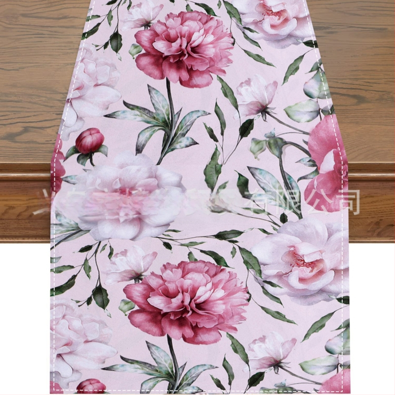 2024. aasta piiriülene uus linane lauajooksja kevad- ja suvelilledega kodurestorani elutoa söögilaua sise- ja välistingimustes dekoratiivne lauajooksja