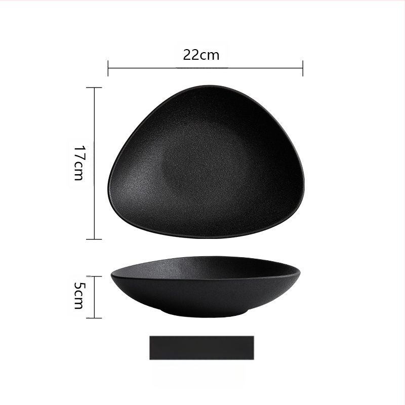 Kõrge väärtusega salatikauss Jaapani stiilis madal kauss majapidamise külmade roogade külm nuudlikauss loominguline keraamiline jäätunud kolmnurkne puuviljakauss