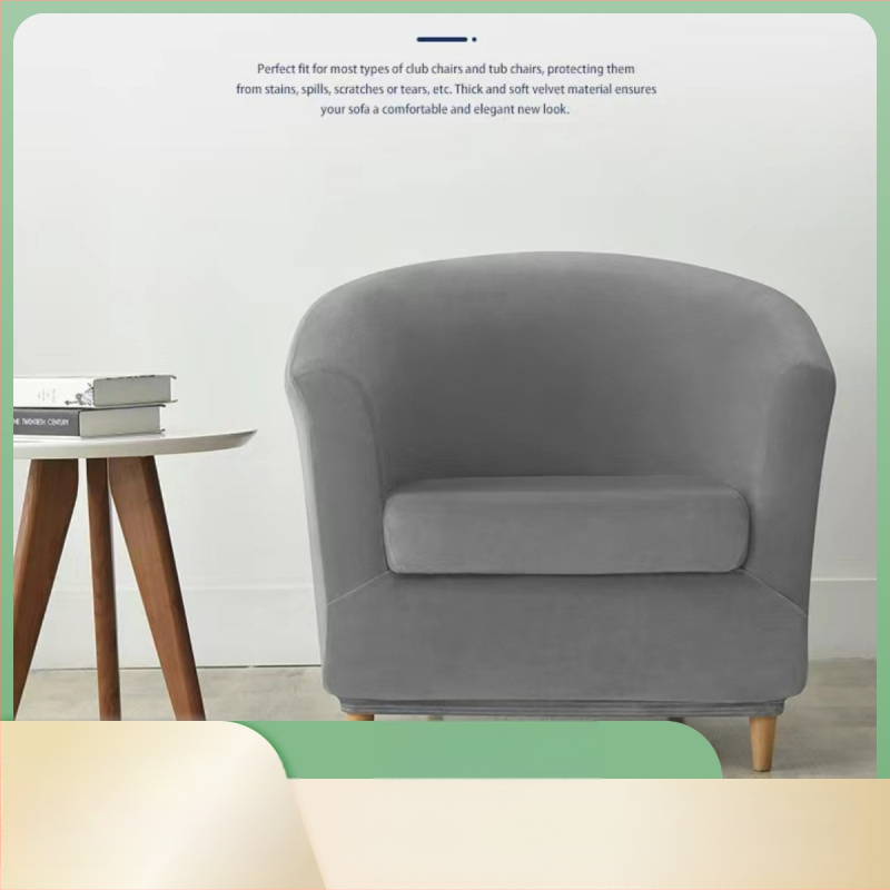 Еднослоен еластичен калъф за диван от кадифе Silver Fox с кръгла възглавница и калъф за кърпа, прахоуловител, всичко включено