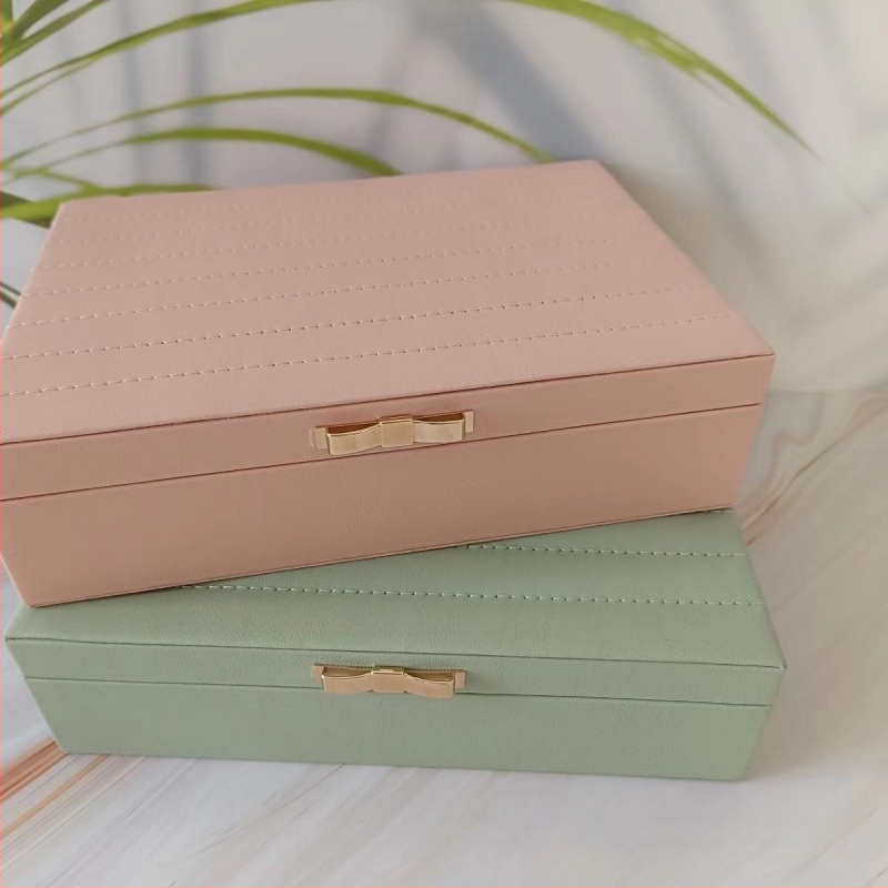 Daugiasluoksnė lengva prabangių papuošalų laikymo dėžutė su užraktu Daugiasluoksnė didelės talpos auskarų papuošalų laikymo dėžutė