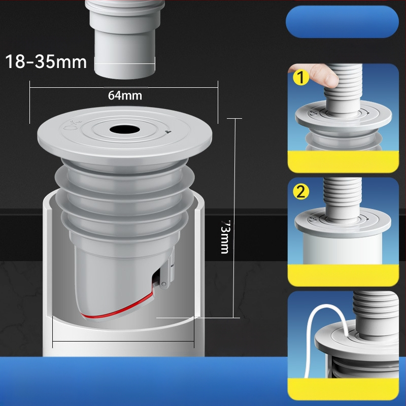Στεγανοποιητικός δακτύλιος σιλικόνης για σωλήνα αποχέτευσης, τάπα νιπτήρα κουζίνας, τάπα σωλήνα αποχέτευσης πλυντηρίου ρούχων, τεχνητό οσμή κατά της επιστροφής