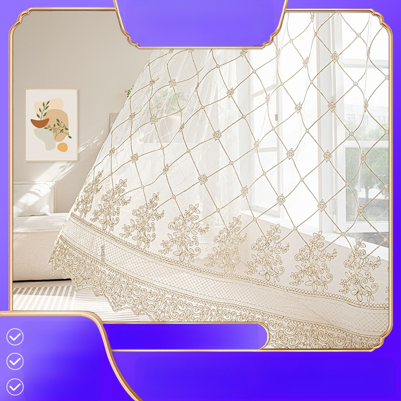 Sandėlyje yra siuvinėta marlės užuolaida iš tarpvalstybinio audinio, amerikietiško europietiško stiliaus, permatoma marlės užuolaida, „Amazon“ marokietiška užuolaida.