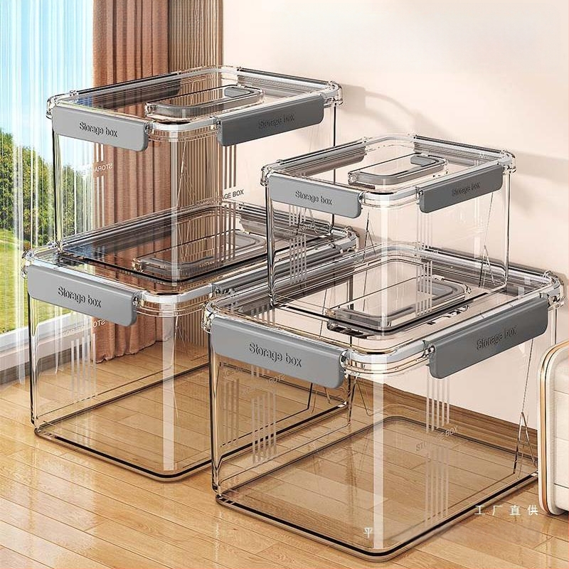 Prozirna kutija za pohranu kućanstva, odjeća, igračke, grickalice, kutija za pohranu knjiga velikog kapaciteta, plastična kutija za organizaciju, zatvorena spavaonica