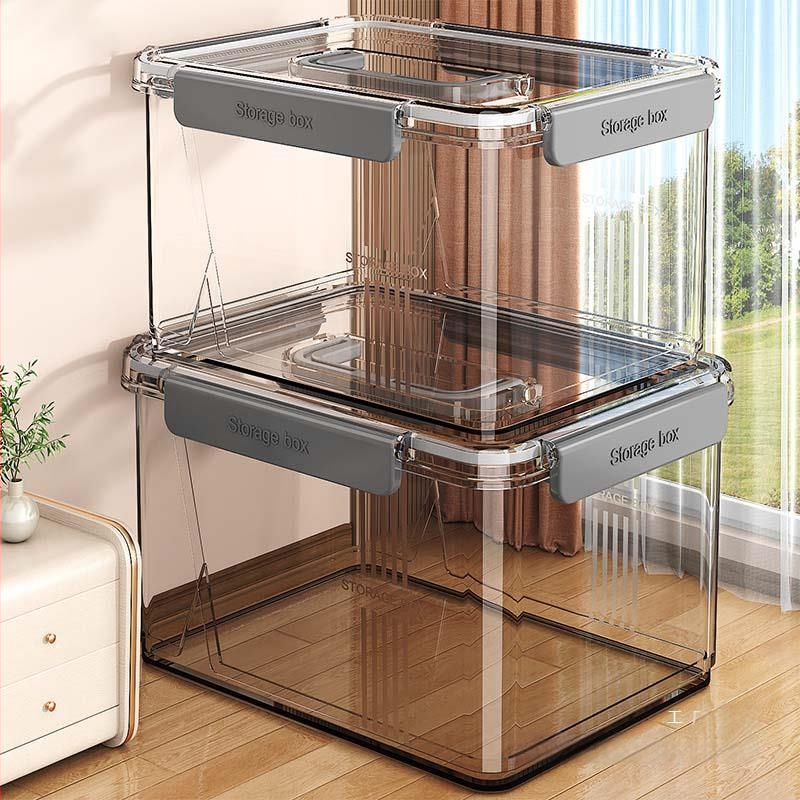 Prozirna kutija za pohranu kućanstva, odjeća, igračke, grickalice, kutija za pohranu knjiga velikog kapaciteta, plastična kutija za organizaciju, zatvorena spavaonica