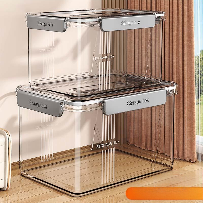 Prozirna kutija za pohranu kućanstva, odjeća, igračke, grickalice, kutija za pohranu knjiga velikog kapaciteta, plastična kutija za organizaciju, zatvorena spavaonica