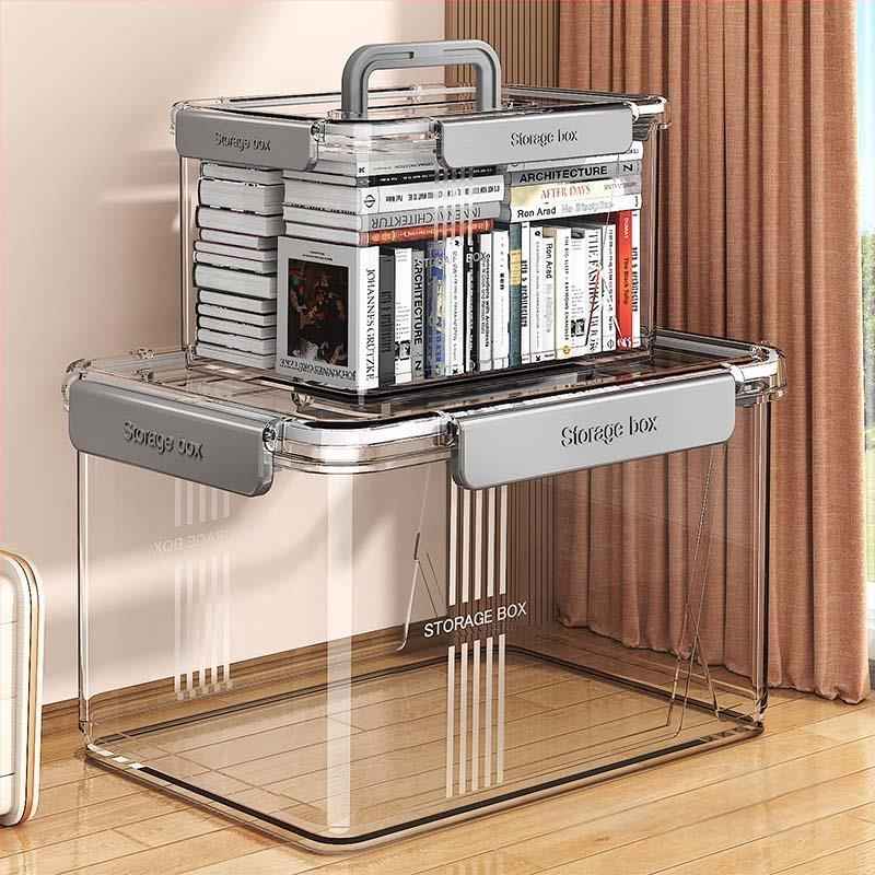 Prozirna kutija za pohranu kućanstva, odjeća, igračke, grickalice, kutija za pohranu knjiga velikog kapaciteta, plastična kutija za organizaciju, zatvorena spavaonica