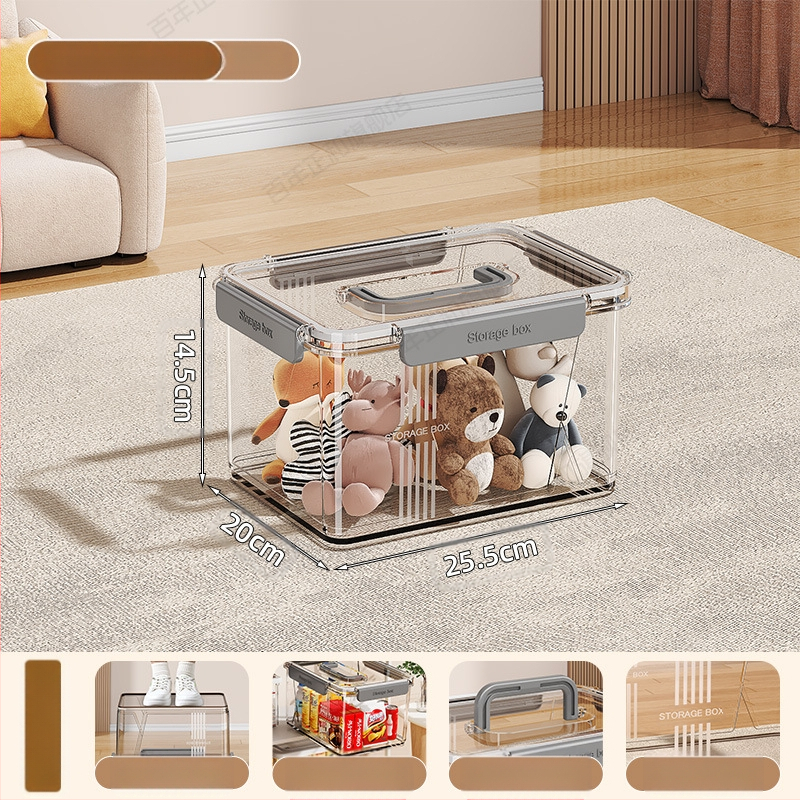 Prozirna kutija za pohranu kućanstva, odjeća, igračke, grickalice, kutija za pohranu knjiga velikog kapaciteta, plastična kutija za organizaciju, zatvorena spavaonica