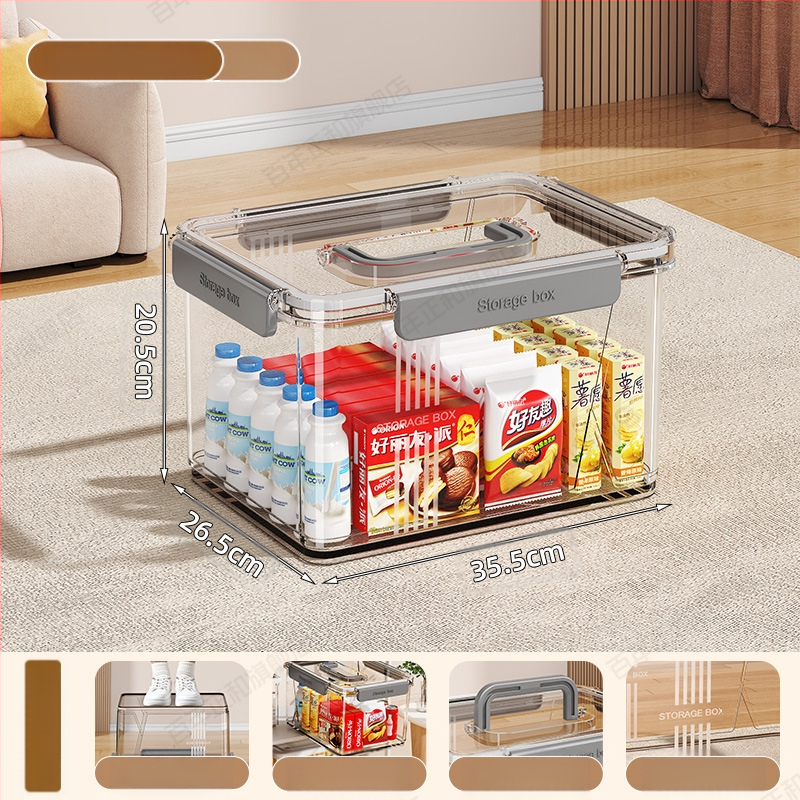 Prozirna kutija za pohranu kućanstva, odjeća, igračke, grickalice, kutija za pohranu knjiga velikog kapaciteta, plastična kutija za organizaciju, zatvorena spavaonica