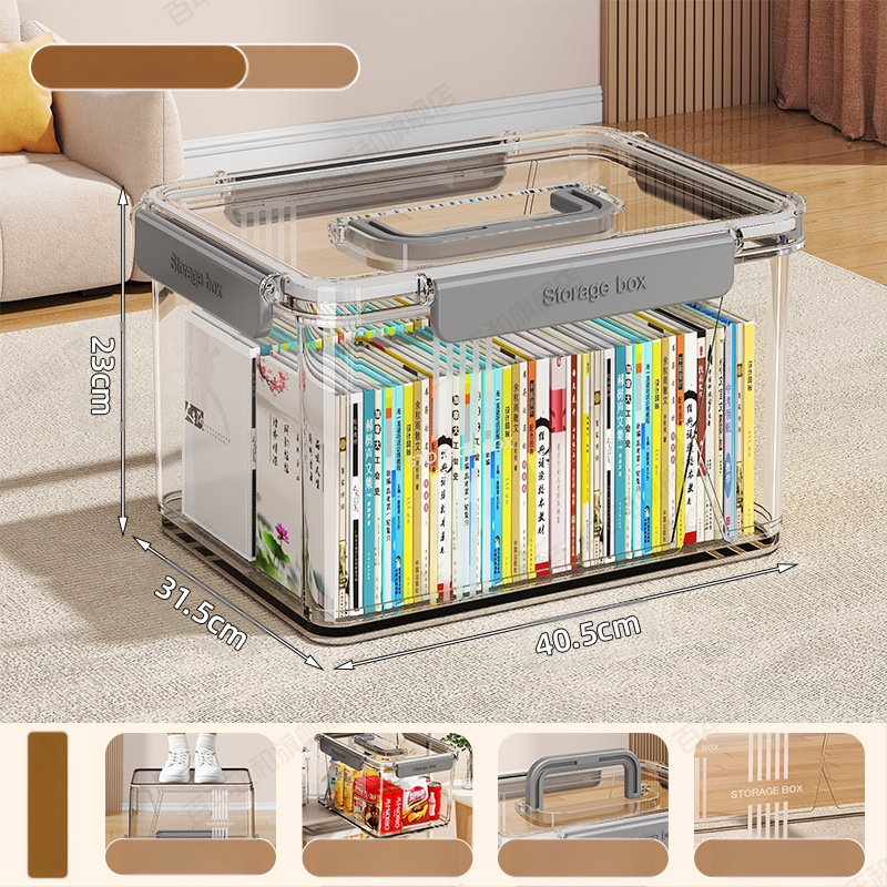 Prozirna kutija za pohranu kućanstva, odjeća, igračke, grickalice, kutija za pohranu knjiga velikog kapaciteta, plastična kutija za organizaciju, zatvorena spavaonica