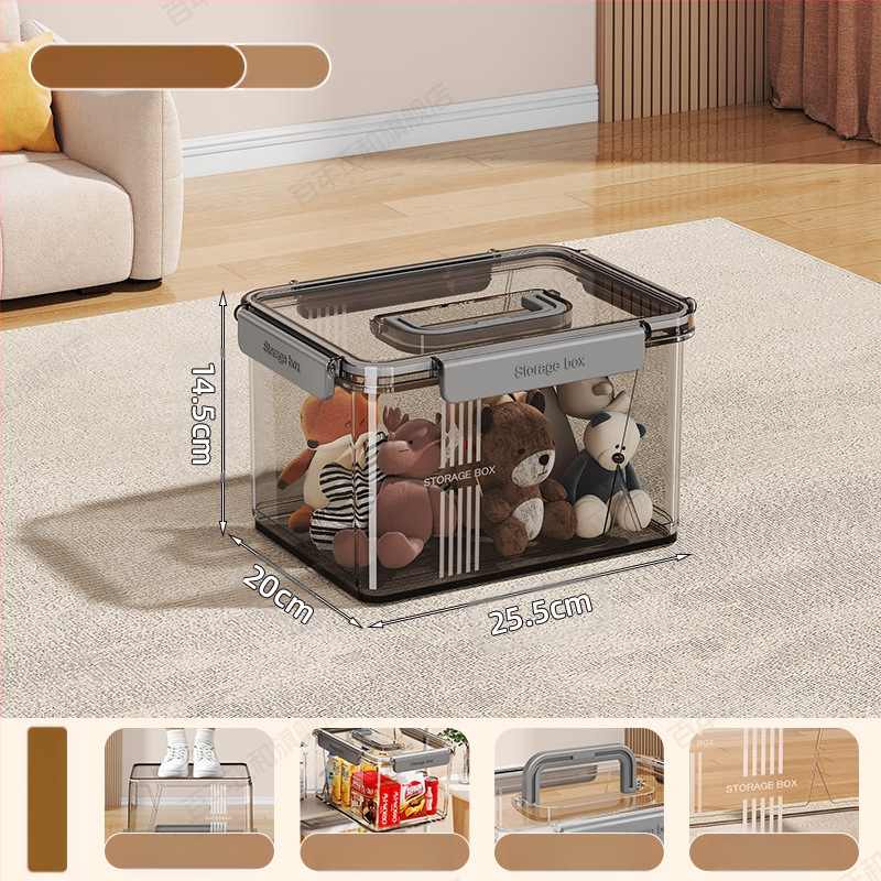 Prozirna kutija za pohranu kućanstva, odjeća, igračke, grickalice, kutija za pohranu knjiga velikog kapaciteta, plastična kutija za organizaciju, zatvorena spavaonica