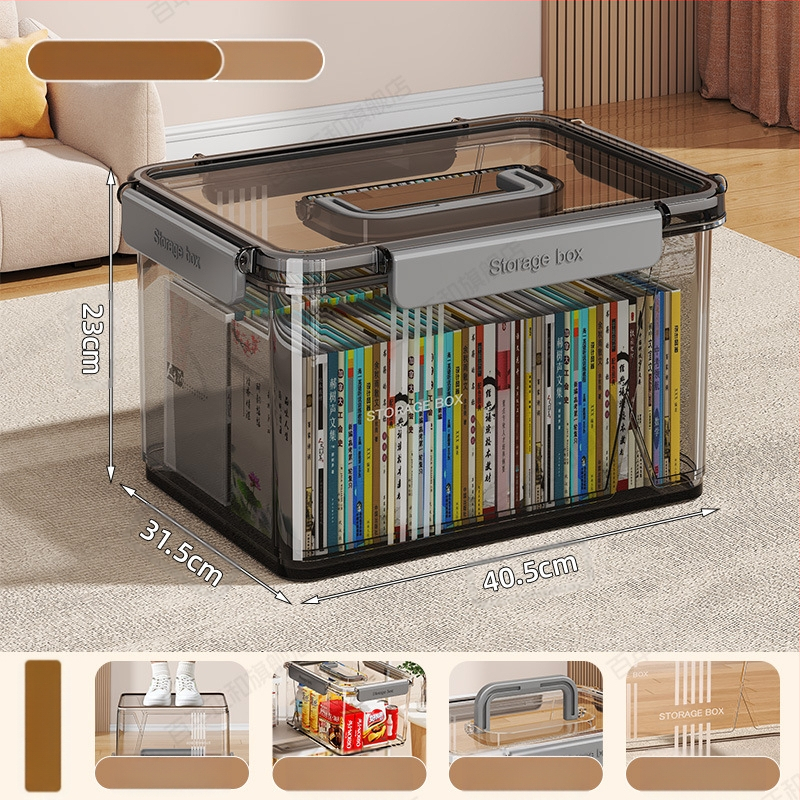 Prozirna kutija za pohranu kućanstva, odjeća, igračke, grickalice, kutija za pohranu knjiga velikog kapaciteta, plastična kutija za organizaciju, zatvorena spavaonica